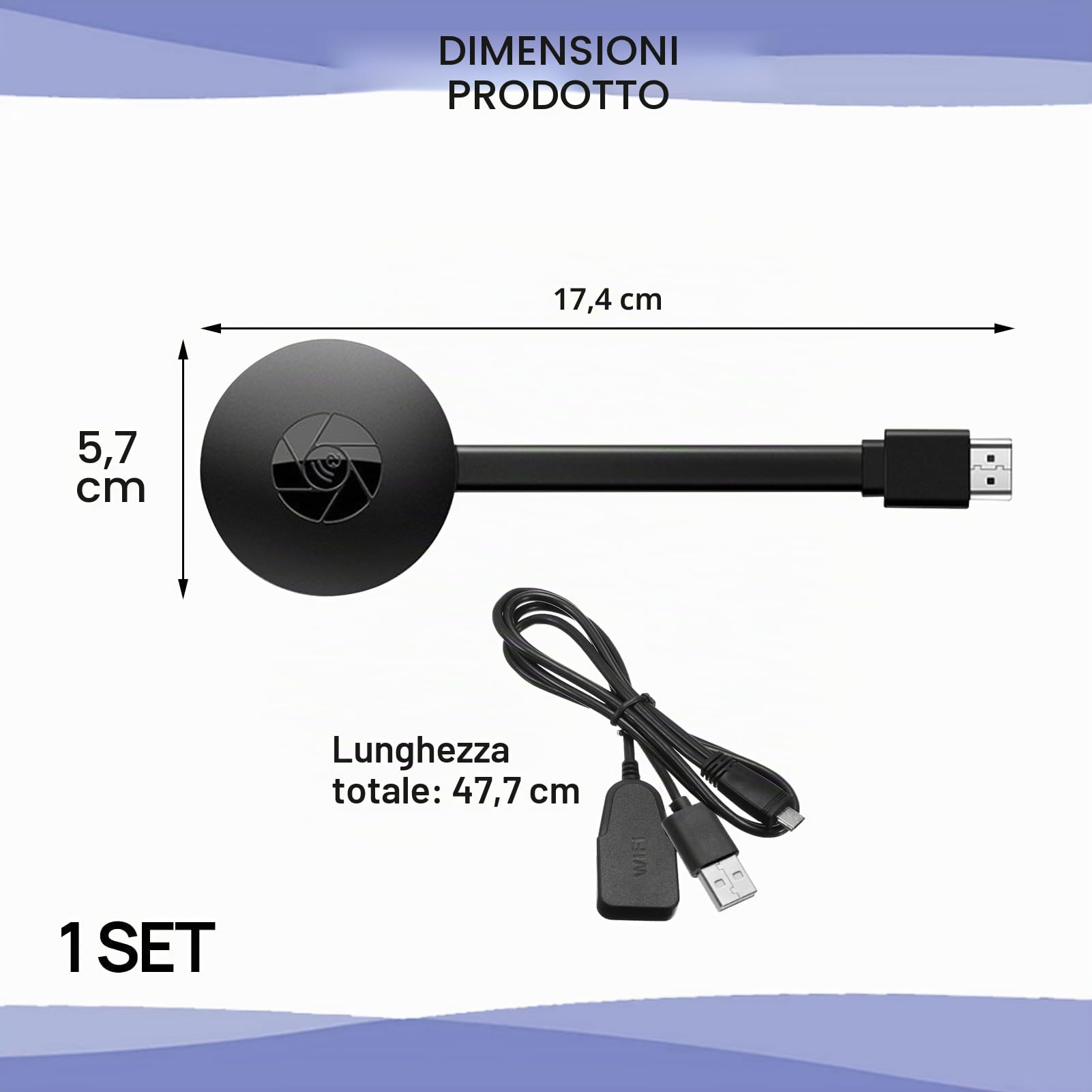 Chromecast Google, dispositivo Chromecast per TV, Miracast Dongle, adattatore per display wireless 1080P, dongle HDMI wireless, streaming video per schermo mirroring, compatibile con DLNA AirMirror