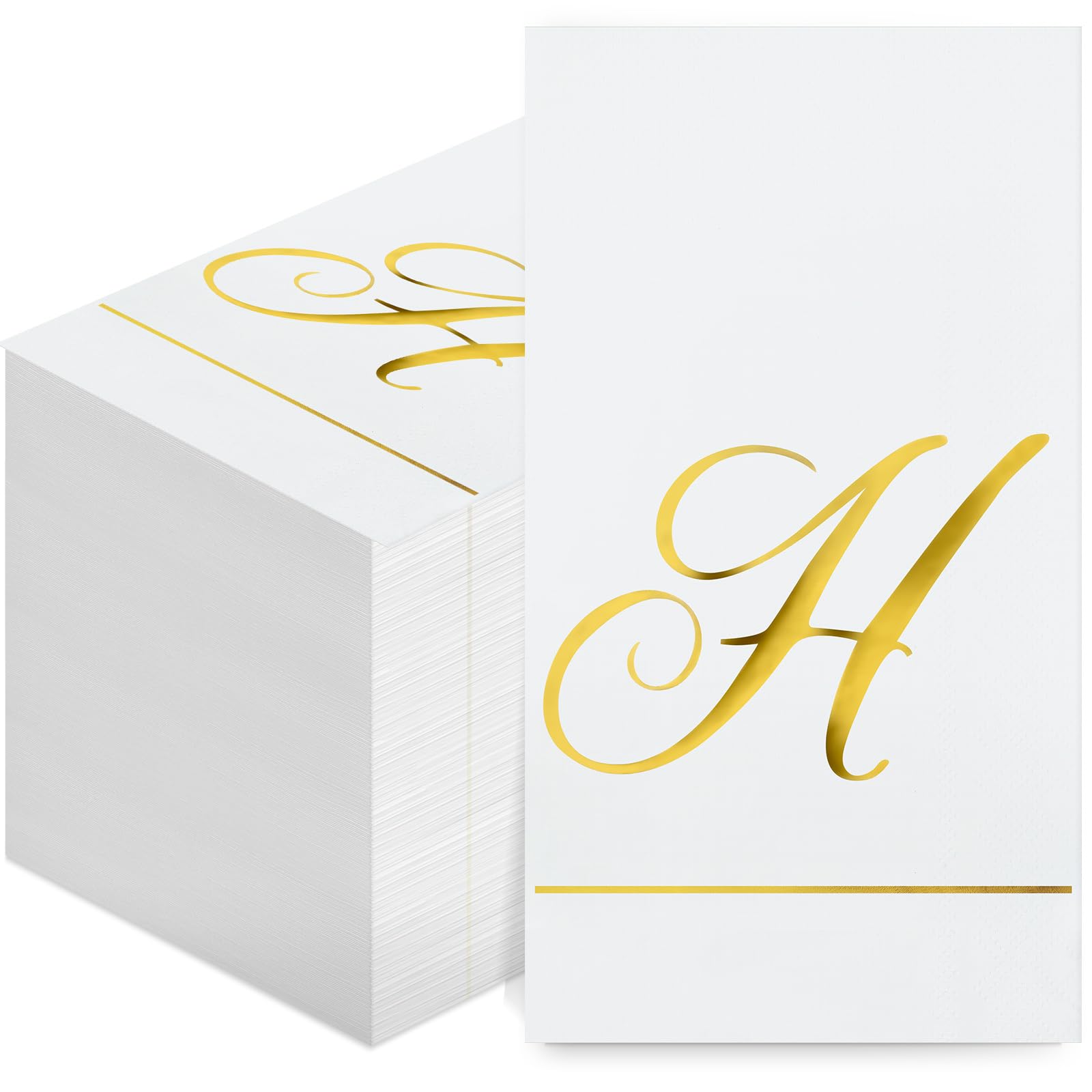 Pasimy 100 servilletas con inicial monograma, servilletas de papel con letras doradas, desechables, elegantes, para boda, despedida de soltera, vacaciones, fiesta de cumpleaños, decoración de vajilla