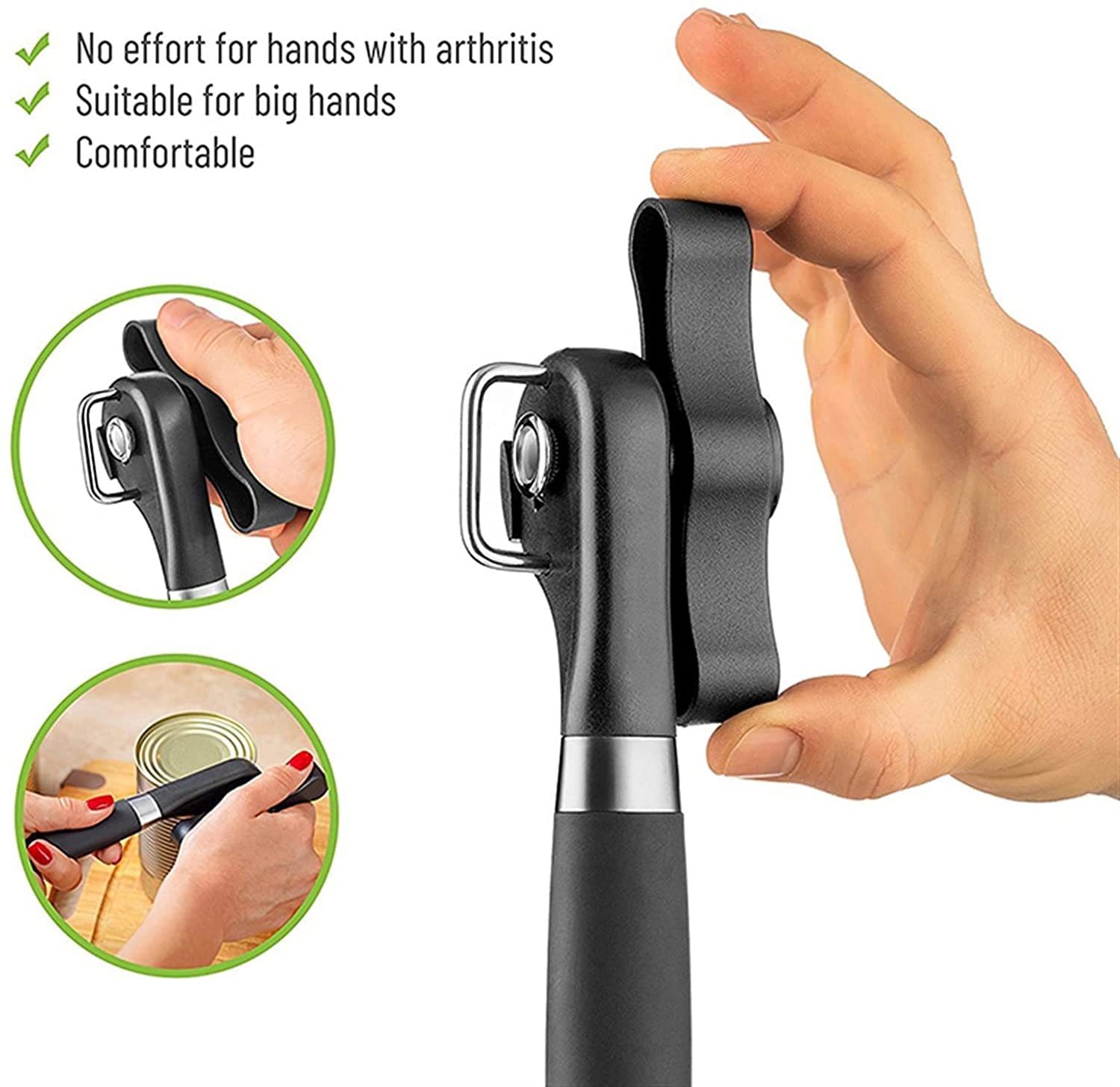 Dosenöffner Dosenöffner Manueller Dosenöffner Edelstahl Dosenöffner Sicherheit Handbetätigtes Küchenwerkzeug Seitenschnitt Easy Grip Dosenöffner (Color : K1 Black) (K1 Black)