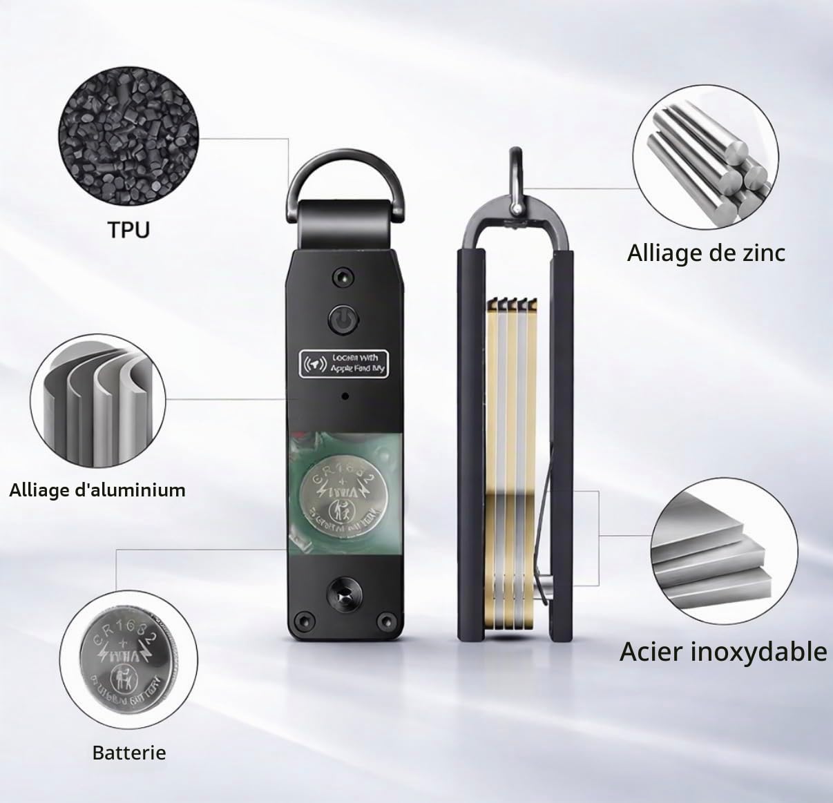 Air Key Organiseur de clés pour jusqu'à 4 clés, compatible avec Apple Find My, avec fonction de recherche Bluetooth et signal sonore (noir)