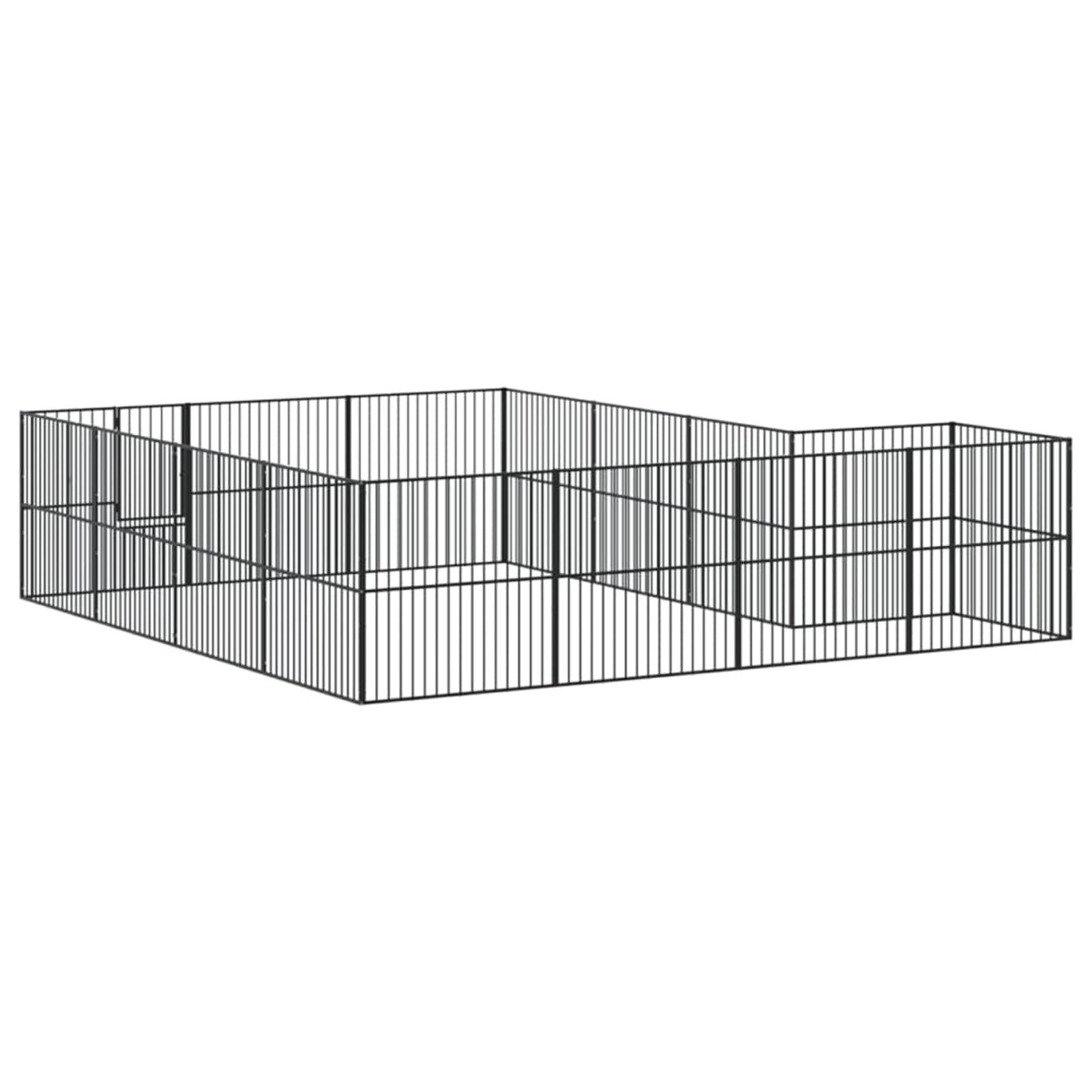Homgoday Box per cani 16 pannelli in acciaio zincato nero, per esterni e interni, cuccia per cuccioli di animali domestici, rifugio per animali domestici e forniture per animali domestici