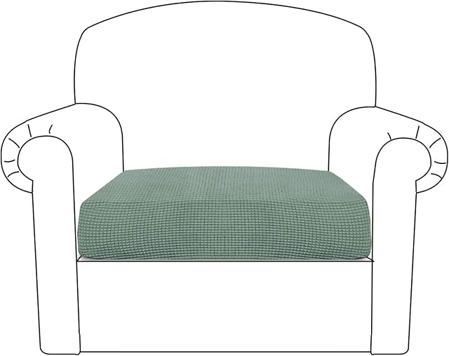 BellaHills Stretch Sofa Seat Cushion Cover Sofa Couch Cushion Furniture Protector Sofa Slipcover with Elastic Bottom Spandex Jacquard Fabric Small Checks(Chair Cushion Covers, Sage)