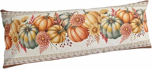 Funda de almohada corporal de calabaza de Acción de Gracias, fundas de almohada suaves decorativas para sofá largo lumbar con cierre de sobre,