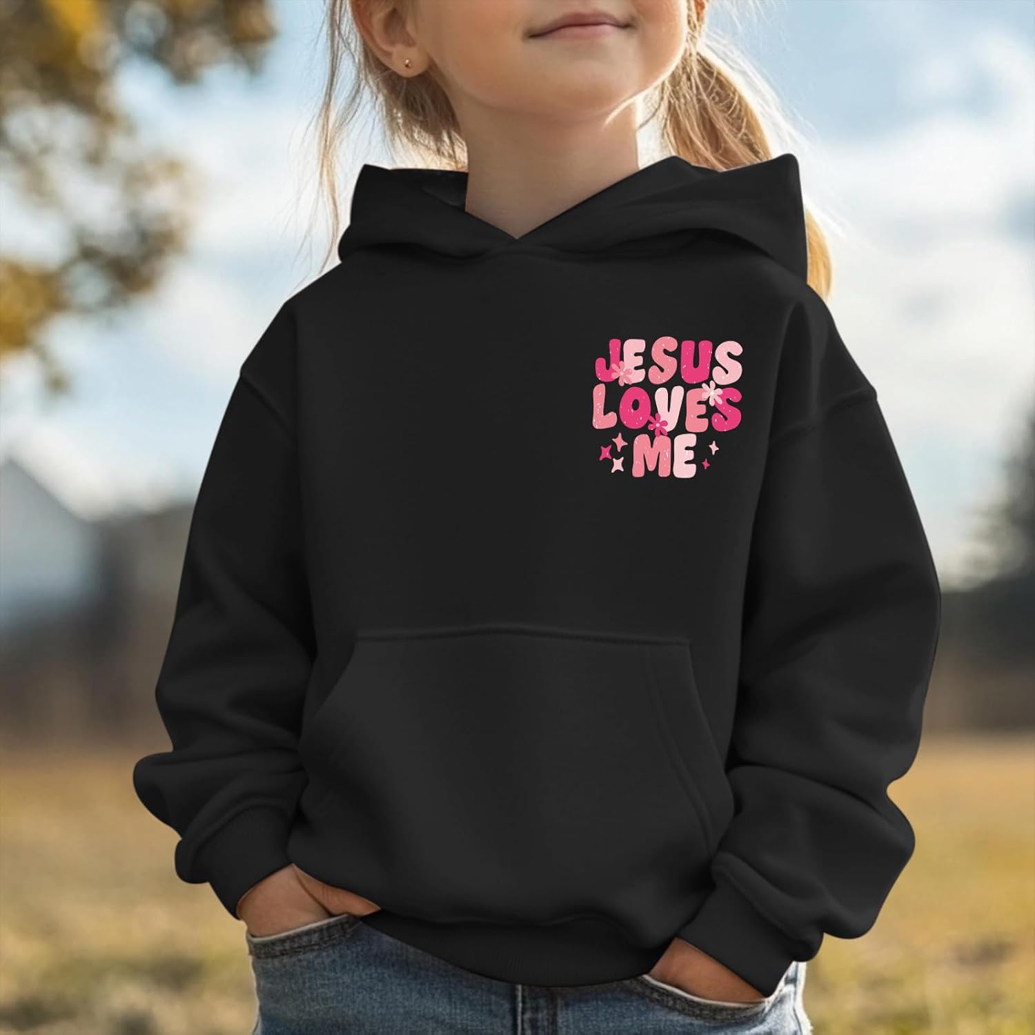Girl's Christian Graphic Hoodie God Jesus Loves Me Hoodies for Kids Faith Religious Hooded Sweatshirts Pullover Tops - Image 2