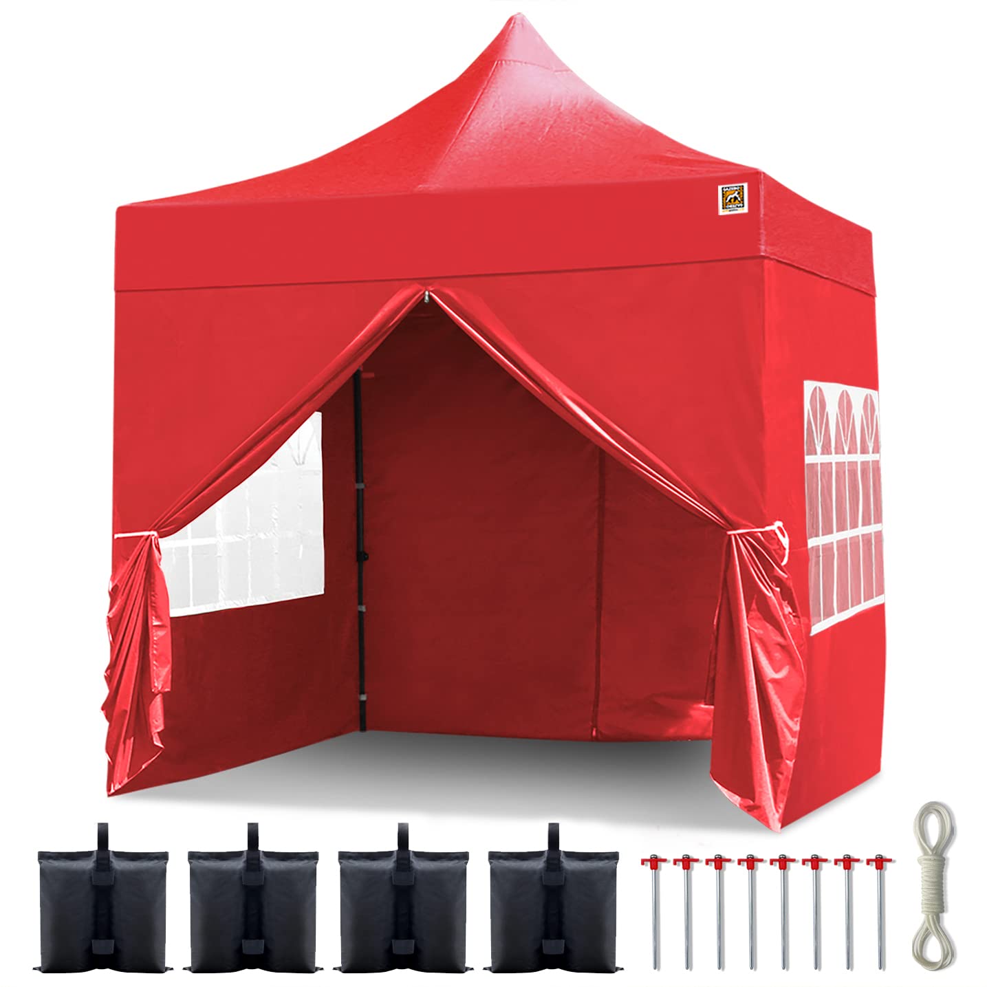 2.5x2.5mtr Pop Up Commercial Grade Waterproof Gazebo 4 Side Panels Leg Weights Peg Set Wheeled Carrybag~p95286185