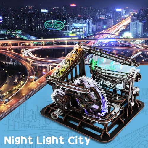 Ownone 1 GDL402 3D Wooden Puzzle Marble Run With Led Lights, Wooden Model Building Kits For Adults thumb #3
