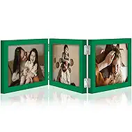 decorUhome Triple 7x5 Picture Frame Horizontal, Engineered Wood Trifold Photo Frame with Plexiglass for Tabletop Display, 7x5, Green