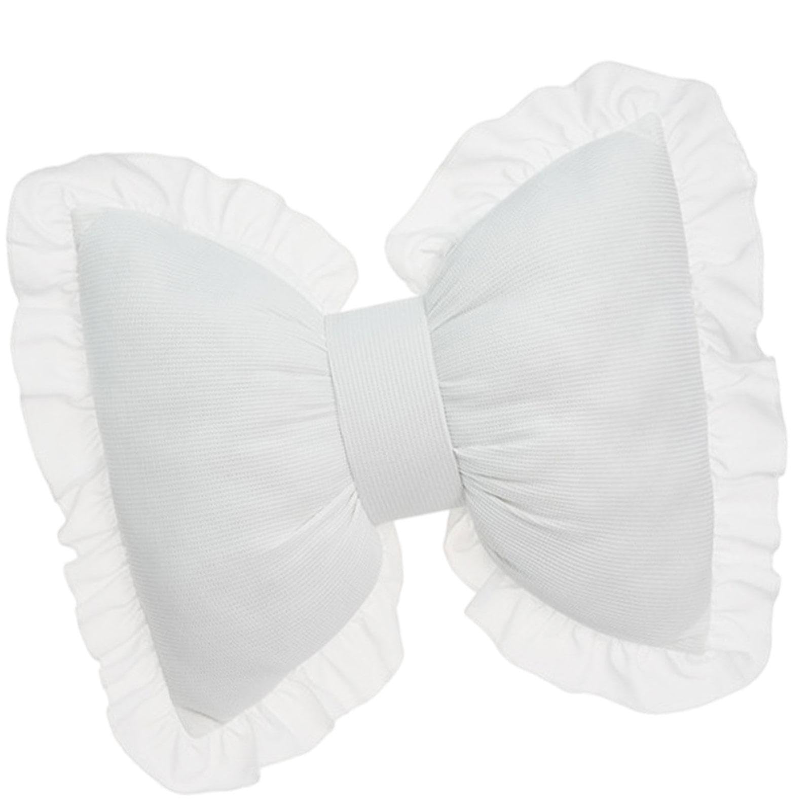 Milageto Cute Bow Cushion Soft Bow Pillow Throw Pillow Ornament Home Furnishing Crafts Back Cushion Decorative Pillows Bows Decor Pillow for Farmhouse Sofa Car Living Room Bedroom (White L) — image 1