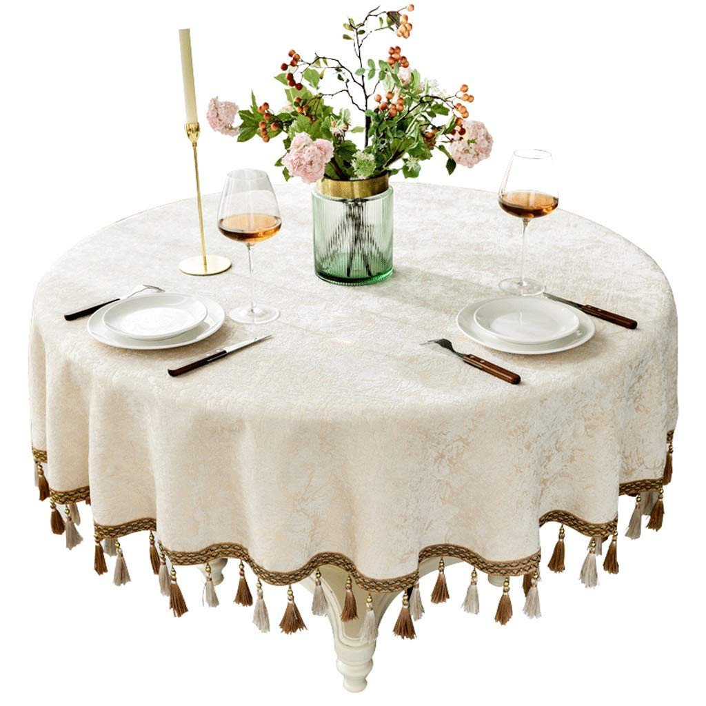 Nappe ronde tissu chenille anti-bruit pour protéger votre grande table basse des rayures