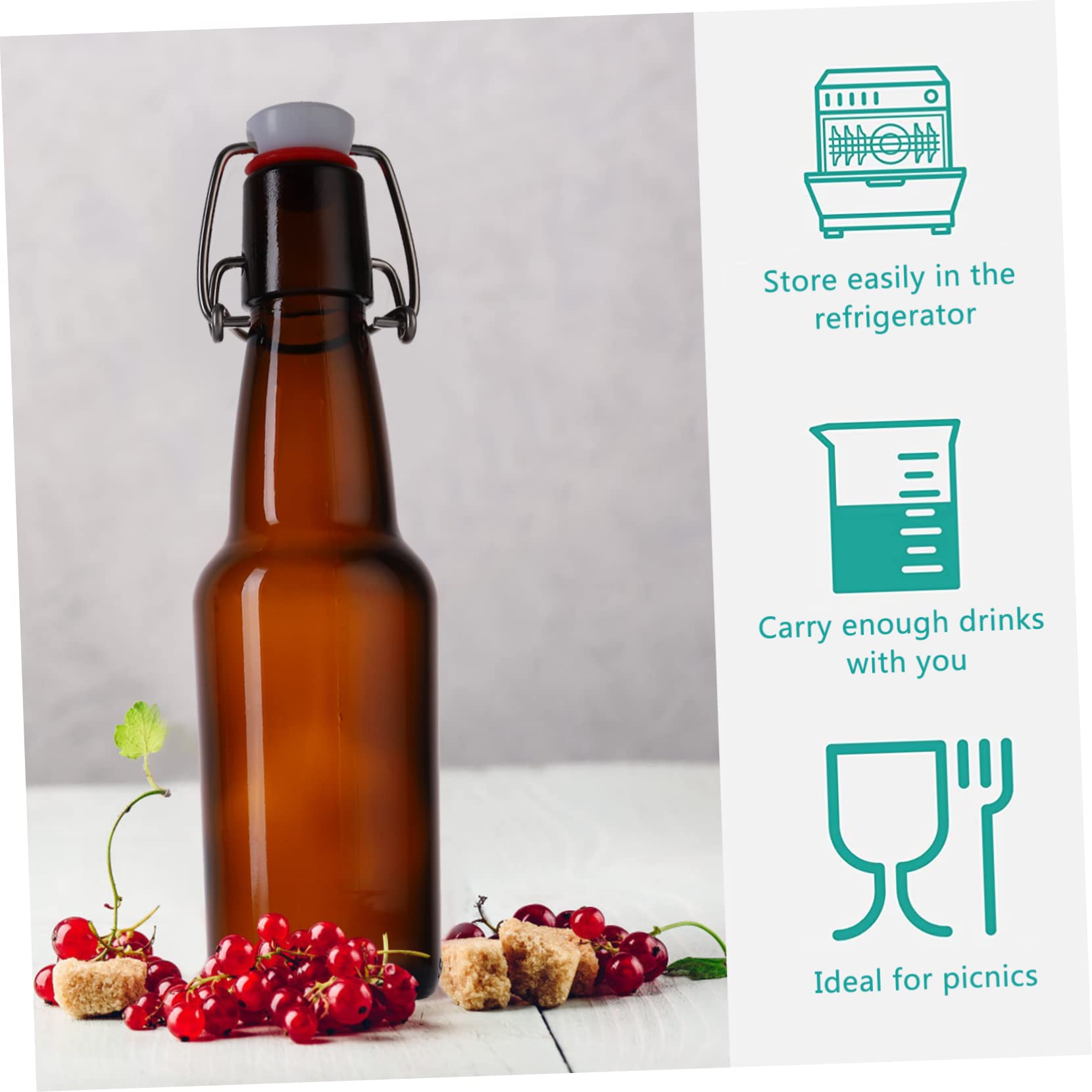 Cabilock 2 Pcs Glass Bottle with Buckle Sealed Storage Container for Enzyme Juice and Cold Beverages for Kitchen Use