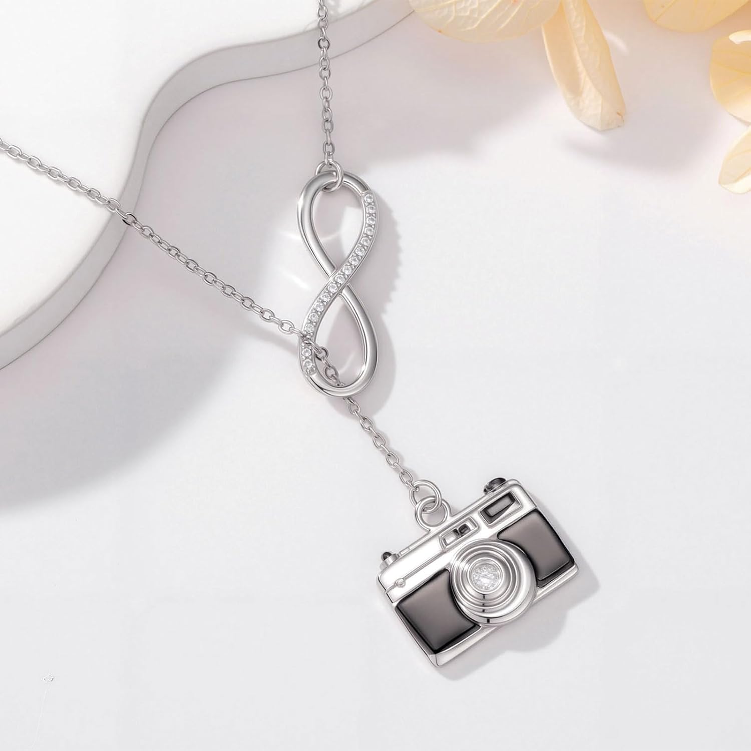 Camera Necklace for Women 925 Sterling Silver Infinity Photographer Pendant Jewelry Photography Gifts for Photographer Wife Daughter Girlfriend