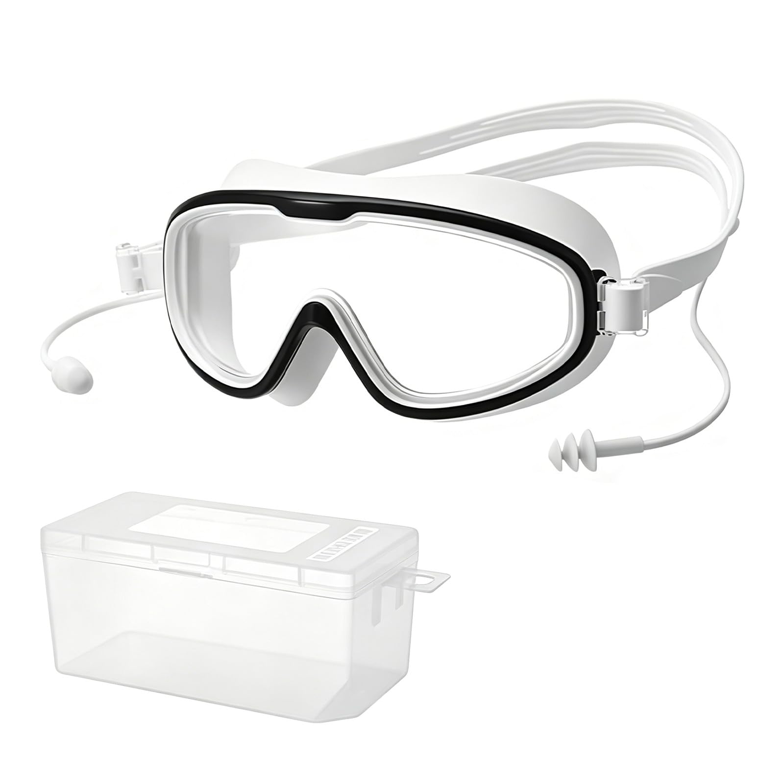 Issimober Swimming Goggles Wide Vision Anti Fog for Adult, Waterproof Swim Goggles with Earplugs, High Definition Swimming Mask for Men and Women