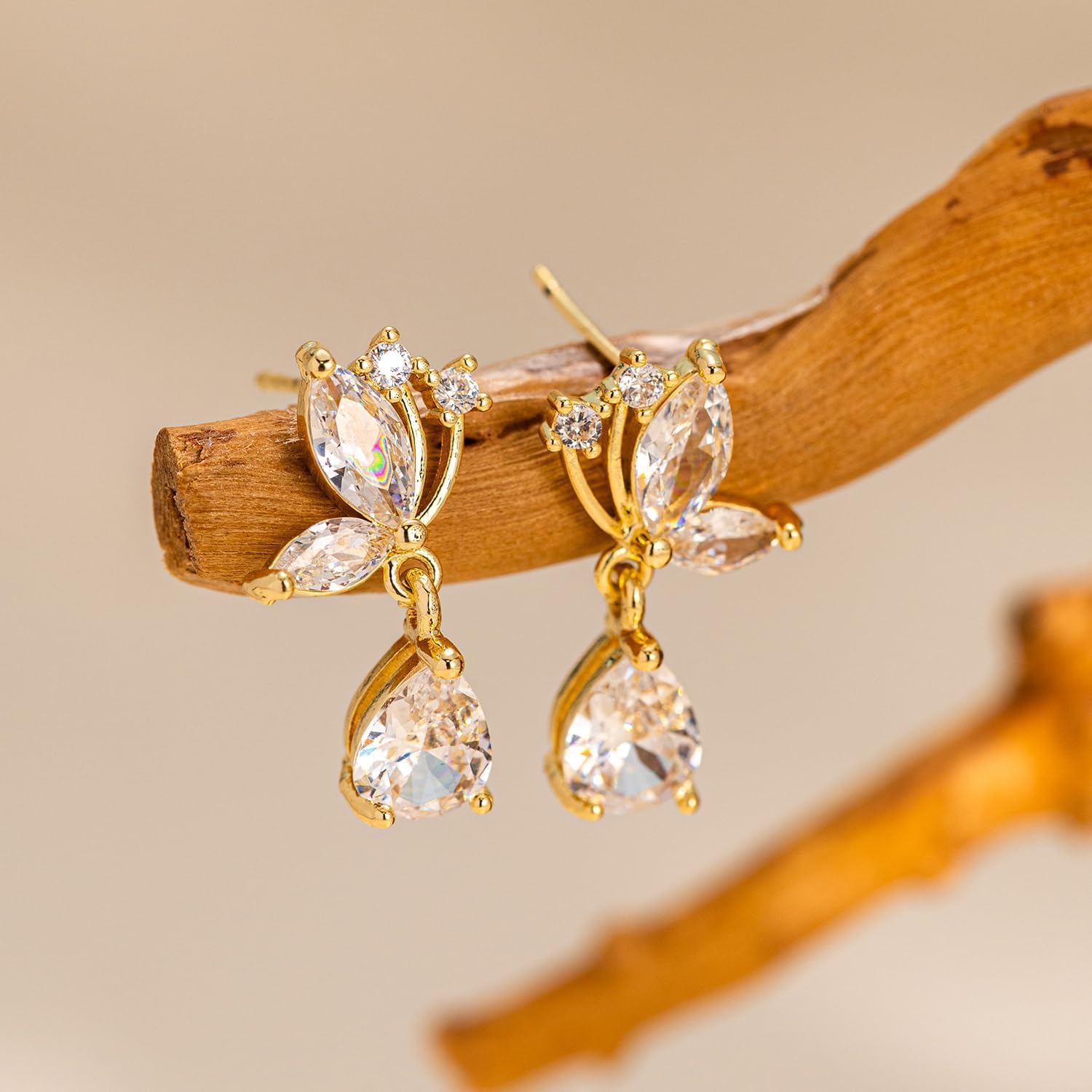 Cubic Zirconia Earrings - 14K Gold/Whte gold/Rose Gold Plated Cubic Zirconia CZ Diamond Wedding Earrings for Women Bridal Bridesmaid - Image 5