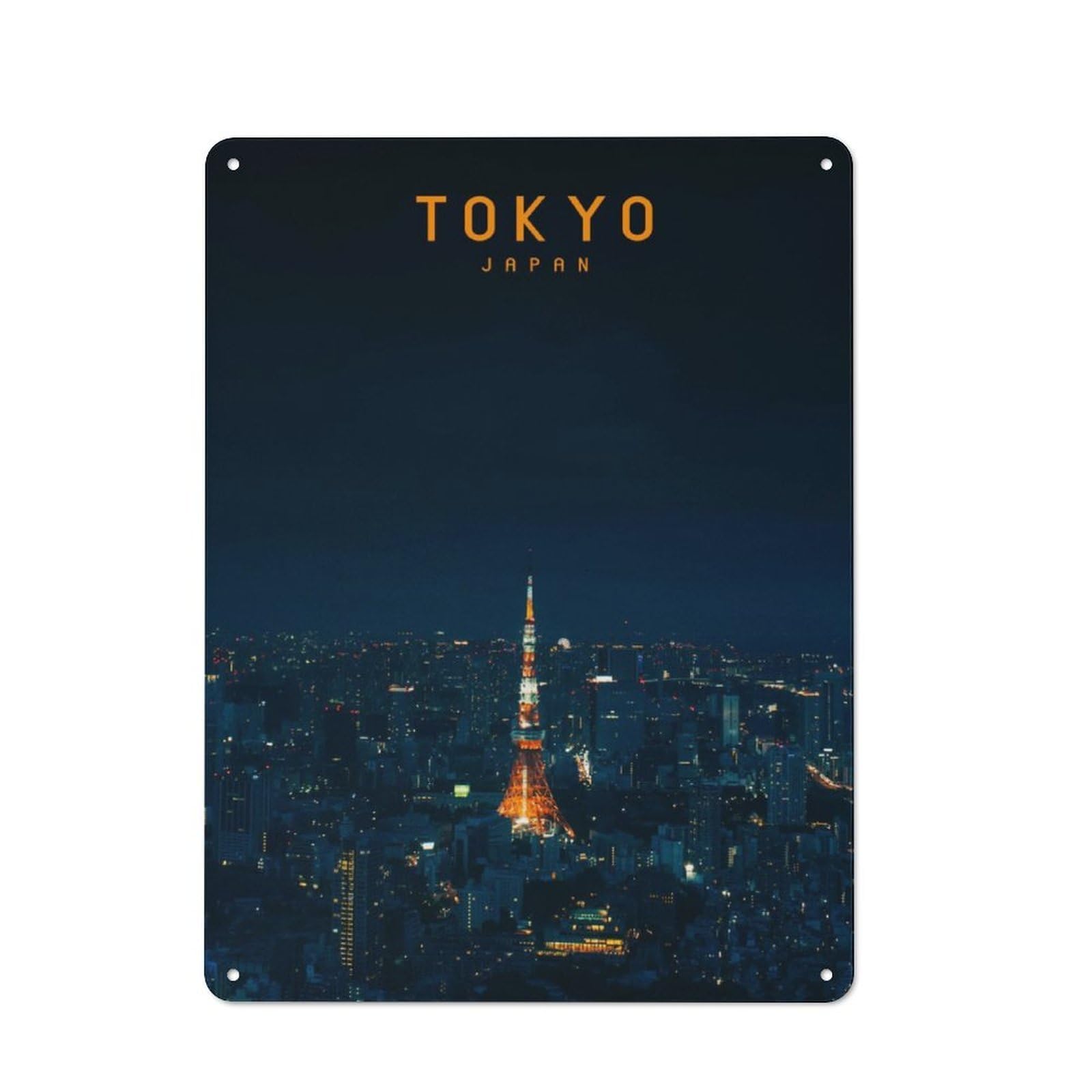 Junmoney Tokyo Retro Metal Wall Sign 40X30cm With For Pub Or Café, A Housewarming Gift For Hospitality Wall Decor Collectors