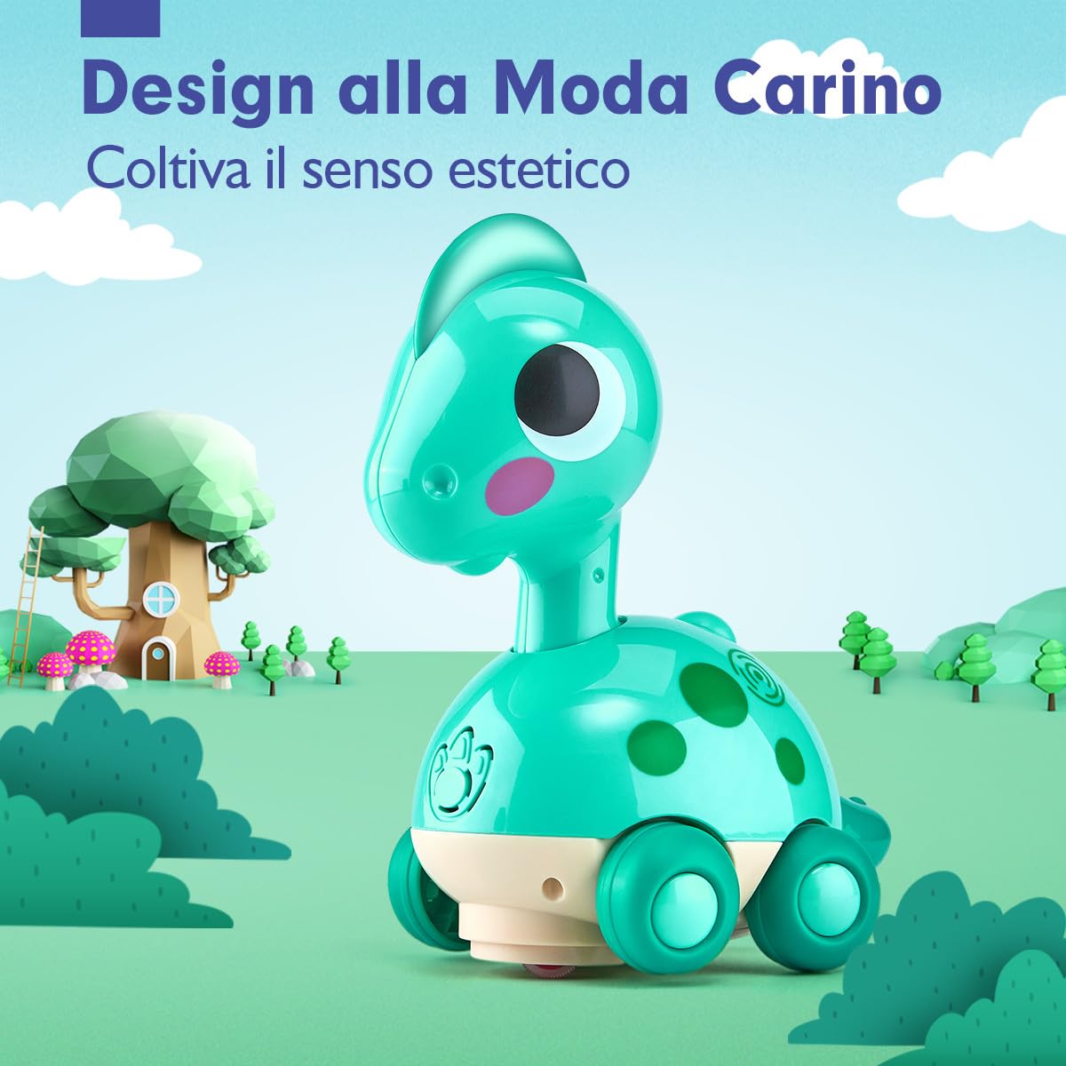 CubicFun Giochi Bambini 1 Anno Dinosauro Interattivo - Giocattolo Gattonare con Musica e Luci, Dino Sonoro per Neonato 12 18 Mesi, Regalo Bambino 1 2 Anni Compleanno
