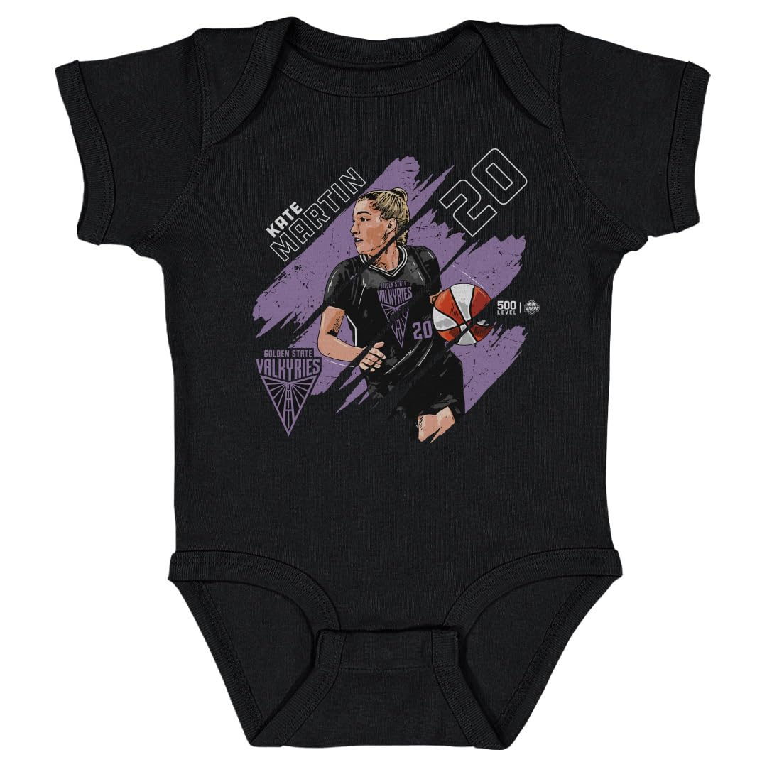500 LEVEL Kate Martin Golden State Valkyries One-Piece Infant Bodysuit - Kate Martin Golden State Valkyries Stripes WHT (Black, 12M)