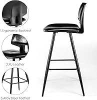 Vista 4 de Modern Bar Stools,27" Counter Height Bar Stools,Upholstered PU Leather Stools with Back,Sturdy Metal Legs for Bar, Kitchen Island,Pub,Set of 2,Black