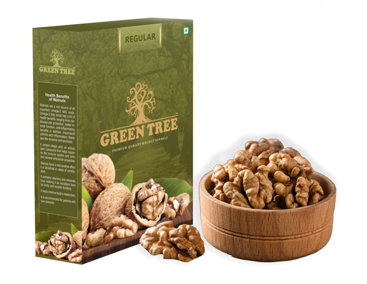 GREEN TREE REGULAR Premium Kashmiri Walnut Kernels, Walnut Without Shell/Akhrot Giri | Crunchy | Natural | Raw | Pure