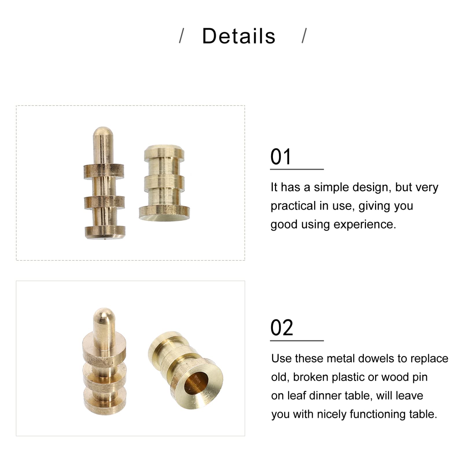 10 Perni Per Tavolo A Foglia In Ottone 8x30mm, Connettori A Manica Per Mobili E Falegnameria, Fissaggio Sicuro E Facile