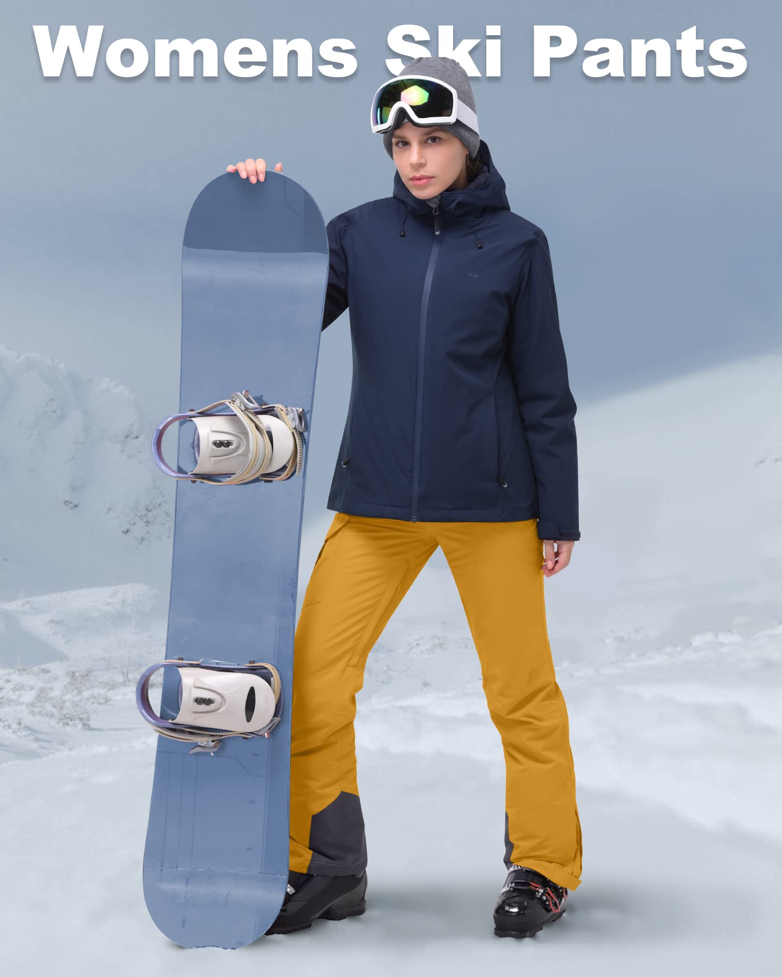 33,000ft Pantaloni da sci da donna, impermeabili, antivento, in softshell, con calda imbottitura, per escursionismo
