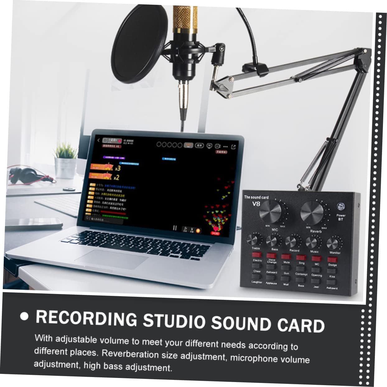 1set Professional Sound Card Set Condenser Microphones for Music Mixer Board Live Sound Card Podcasting