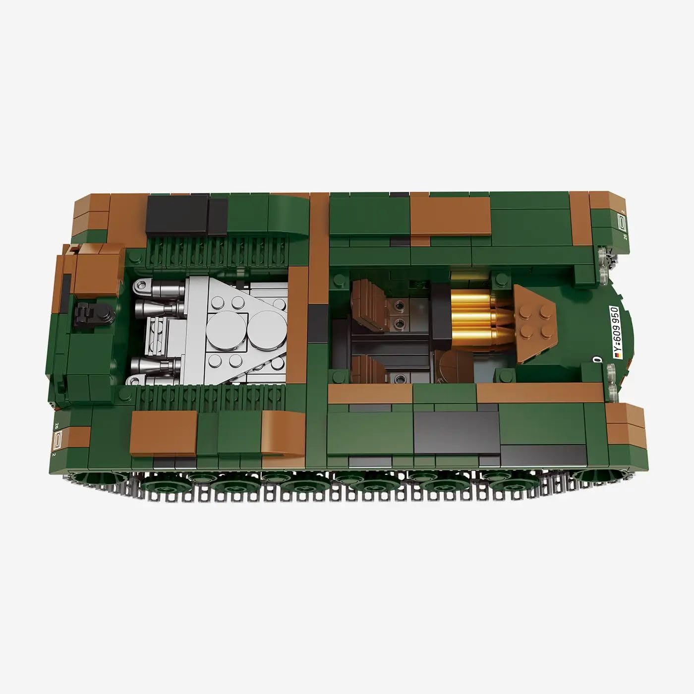 BlueBrixx Pro 109786 Kampfpanzer M48 A2, Bundeswehr, 1148 Klemmbausteine | 296 x 112 x 136 mm, Tarnmuster in Grün und Braun, zwei Antennen, Frontscheinwerfer, markantes Kettenlaufwerk