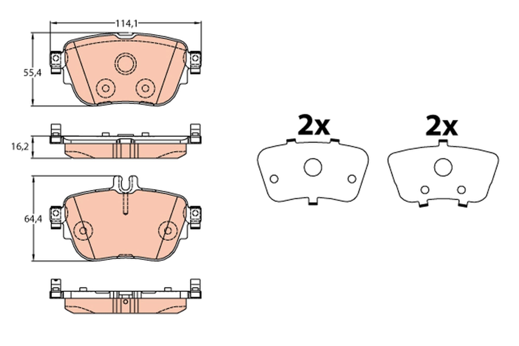 TRW Fren Balatası Arka Mercedes-Benz E Serisi E 180 17, E 200-250-300 16, E 200 4-Matic 16, E 200 D 16, E 220 D 16, E 220 D 4-Matic 16 GDB2155