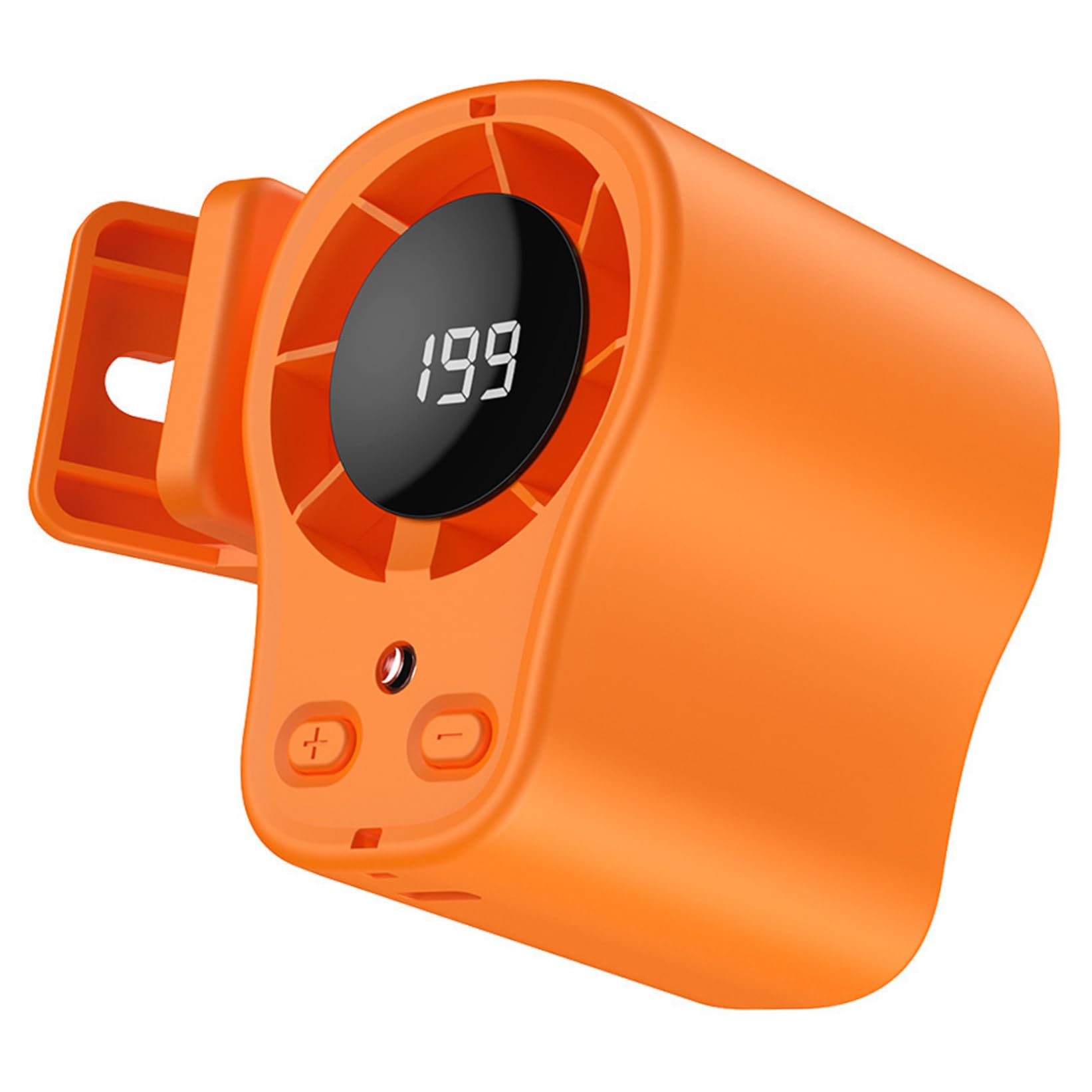 Ginwrek Car Fans That Blow Cold Air Clip Fan USB Rechargeable Portable Mini Fan with 199 Speeds & Cooling Mode, 12H Runtime, LED Light, Clip On for Car Vent, Office, Orange