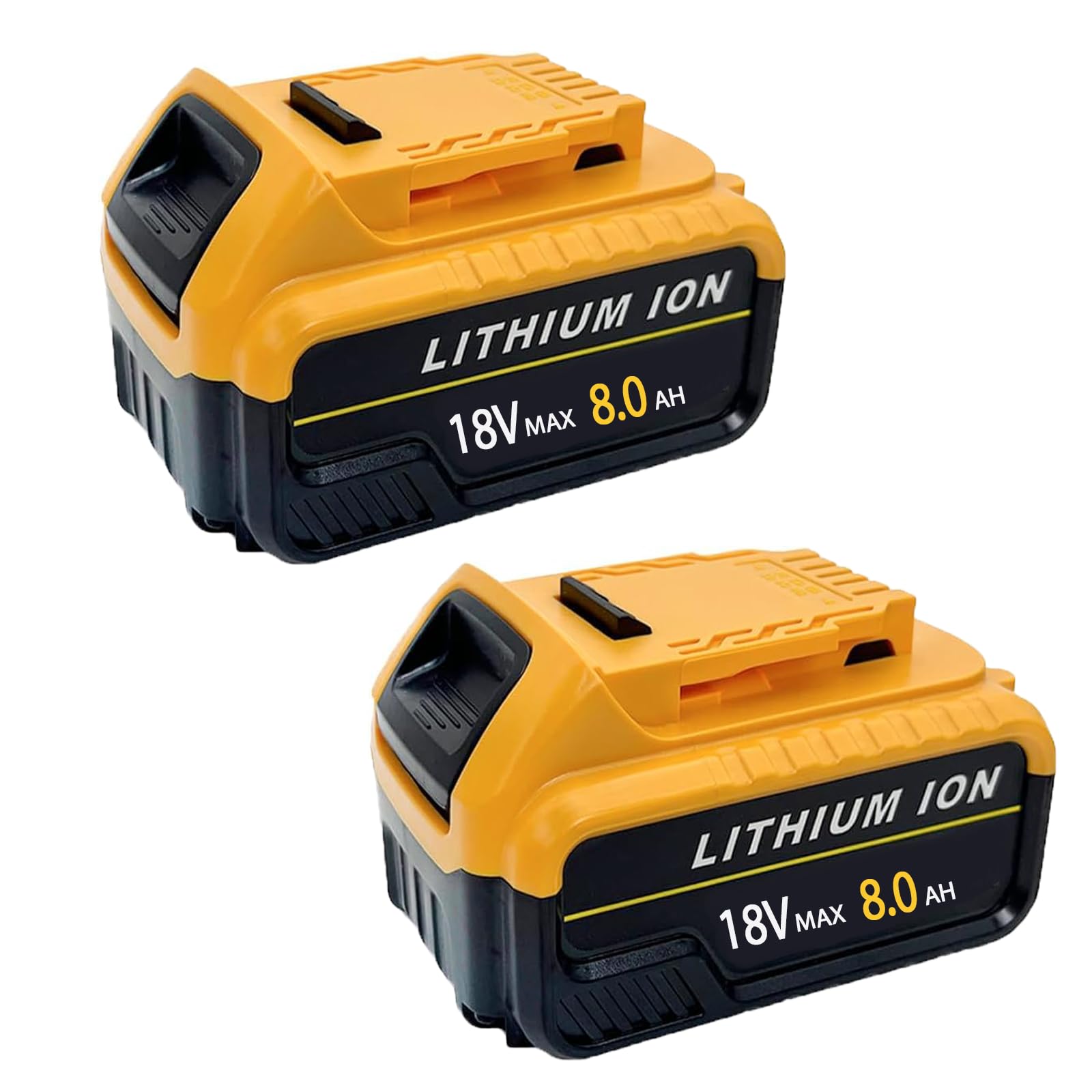 2 Pack 8.0Ah Replacement Battery for Dewalt 18V Lithium-Ion Battery with LED Indicator Compatible with Dewalt 18V Series Cordless Power Tool Replace for DCB200 DCB184 DCB101 DCB107 DCB112 DCB105