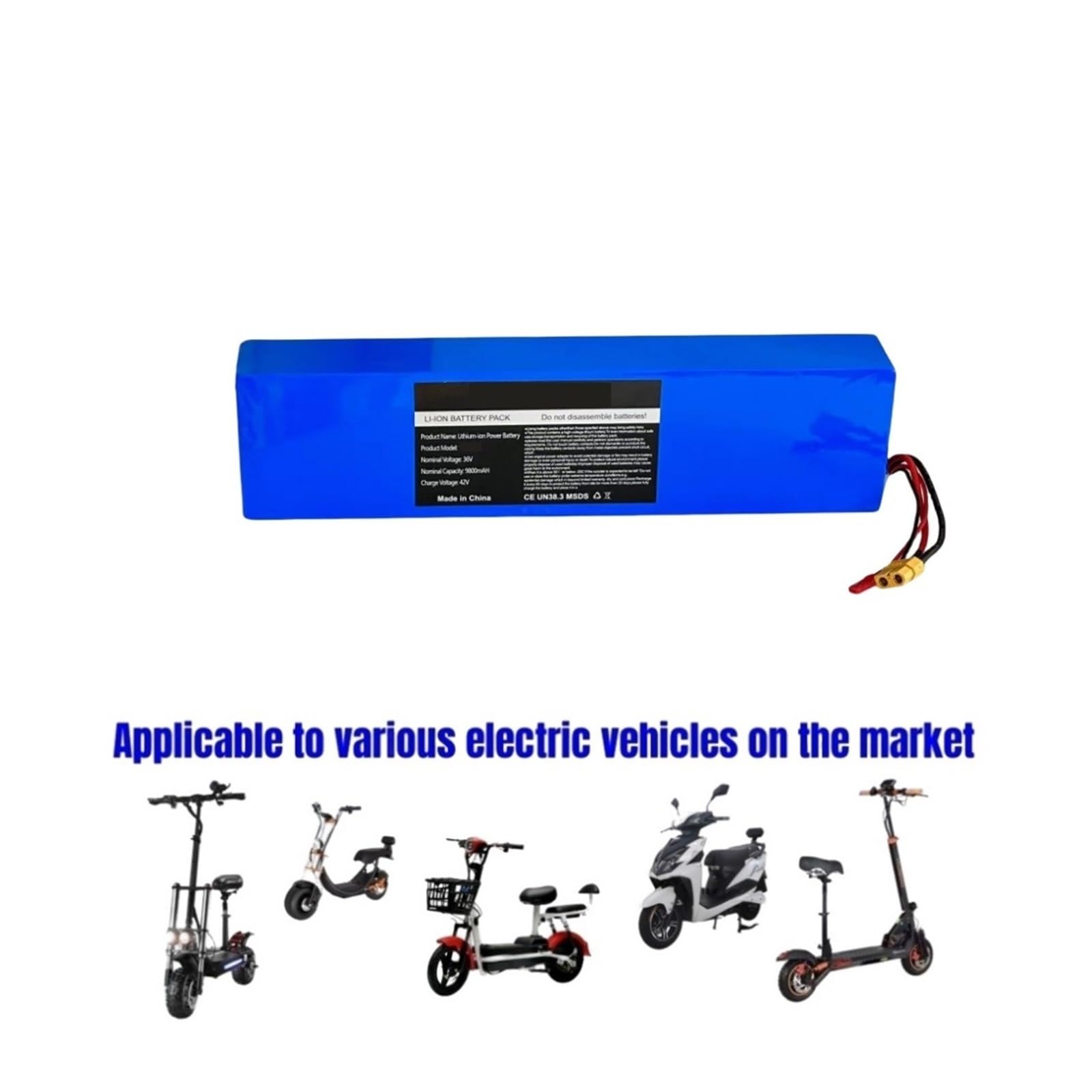 Batterie lithium 10S3P 36V 9800mAh, compatible avec les trottinettes électriques AOVO/AOVOPRO / M365 et Kugoo S1, S3 et M2 Pro.(Battery-XT30-JST)