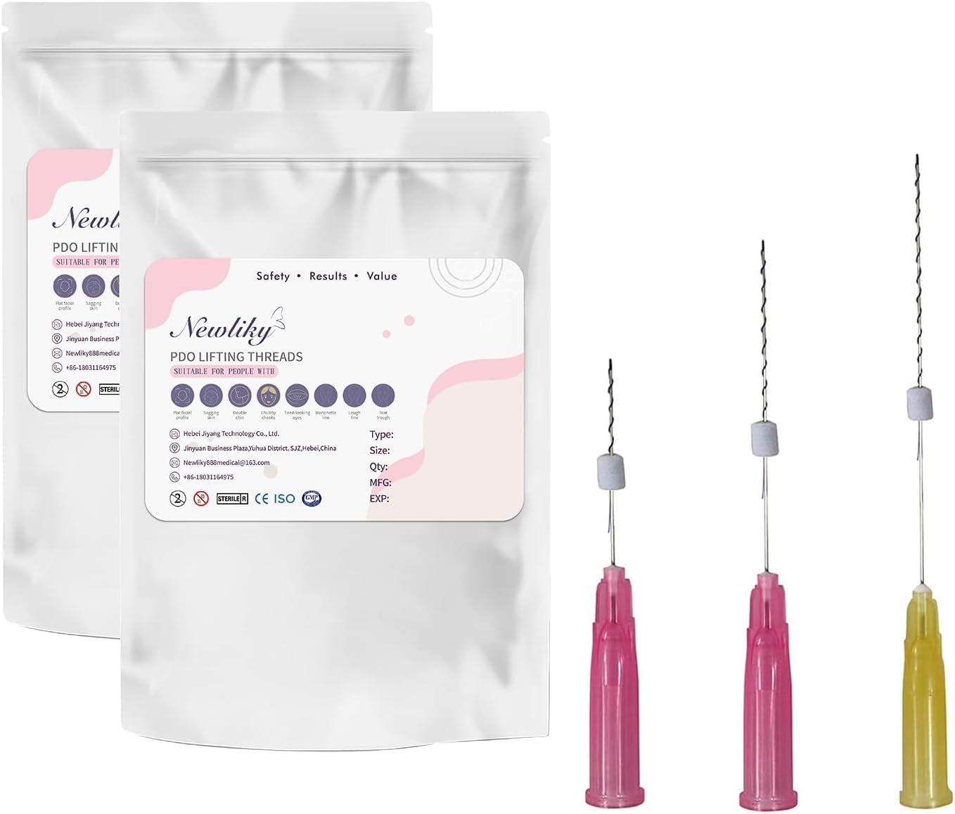 Newliky Pdo Threads for Face Lift Mono Screw Type (30g38MM) Smoothing Wrinkles PDO Thread Lift for Whole Body with Sharp Tip 20pcs