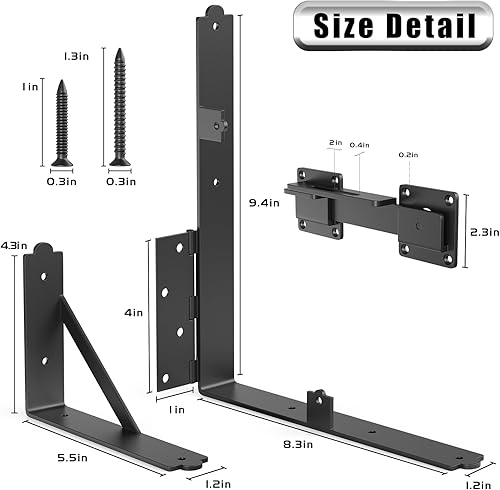 Miniatura 2 de E-SDS Kit de marco de puerta para valla con cierre abatible, antirhundimiento, soporte de esquina para cercas de madera, entrada, puerta de piscina,