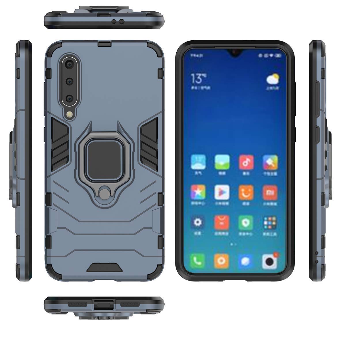 Custodia Armor Con Anello E Cavalletto Per Xiaomi Mi 9T / Redmi K20 / K20 Pro - Resistente Agli Urti, Compatibile Con Supporto Magnetico Auto (Blu Navy)
