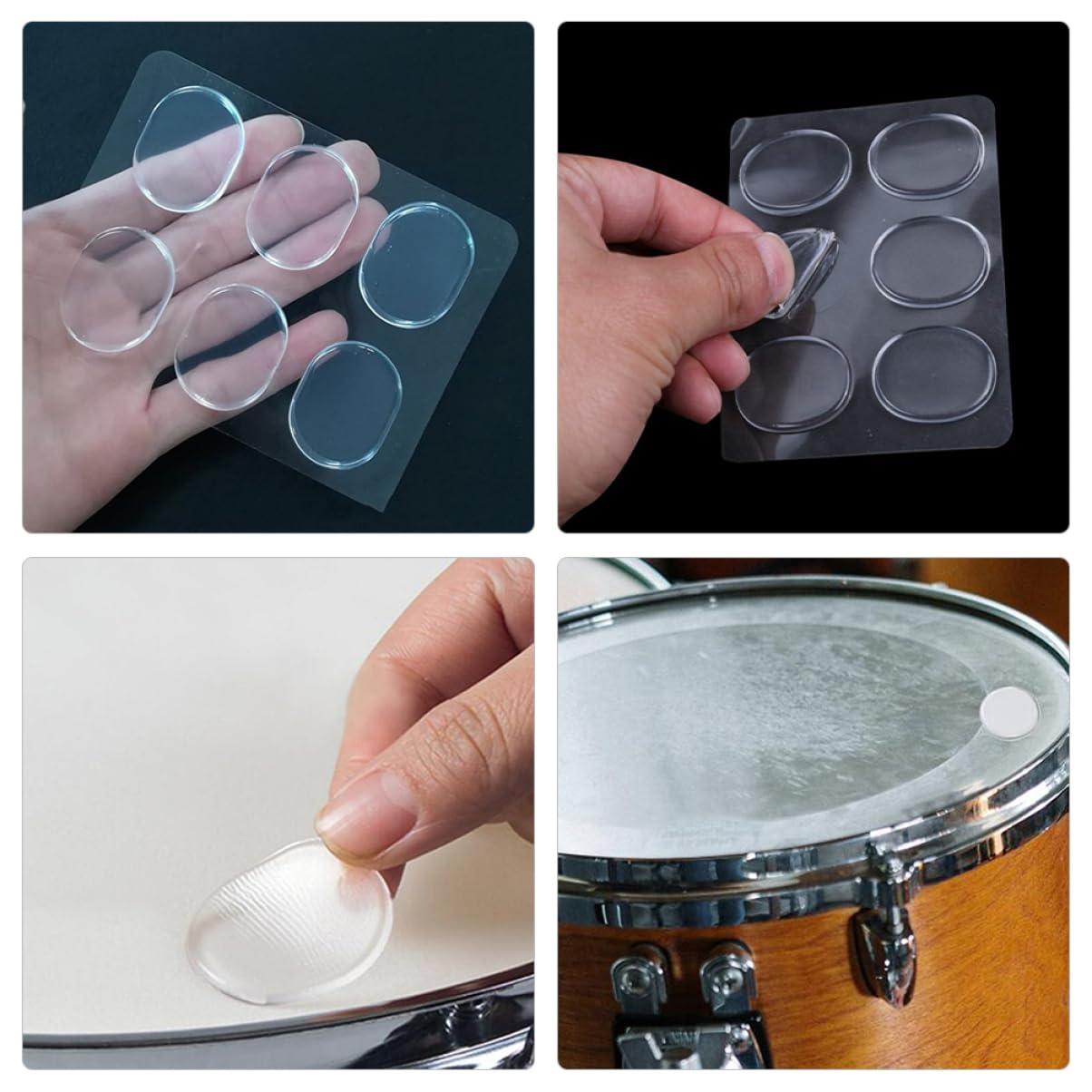 ibasenice 20fogli Silicone Drum Dampeners Silenziosi Per Batteria Adesivi Trasparenti Controllo Del Volume Per Pratiche Senza Disturbo Accessori Per Batteristi