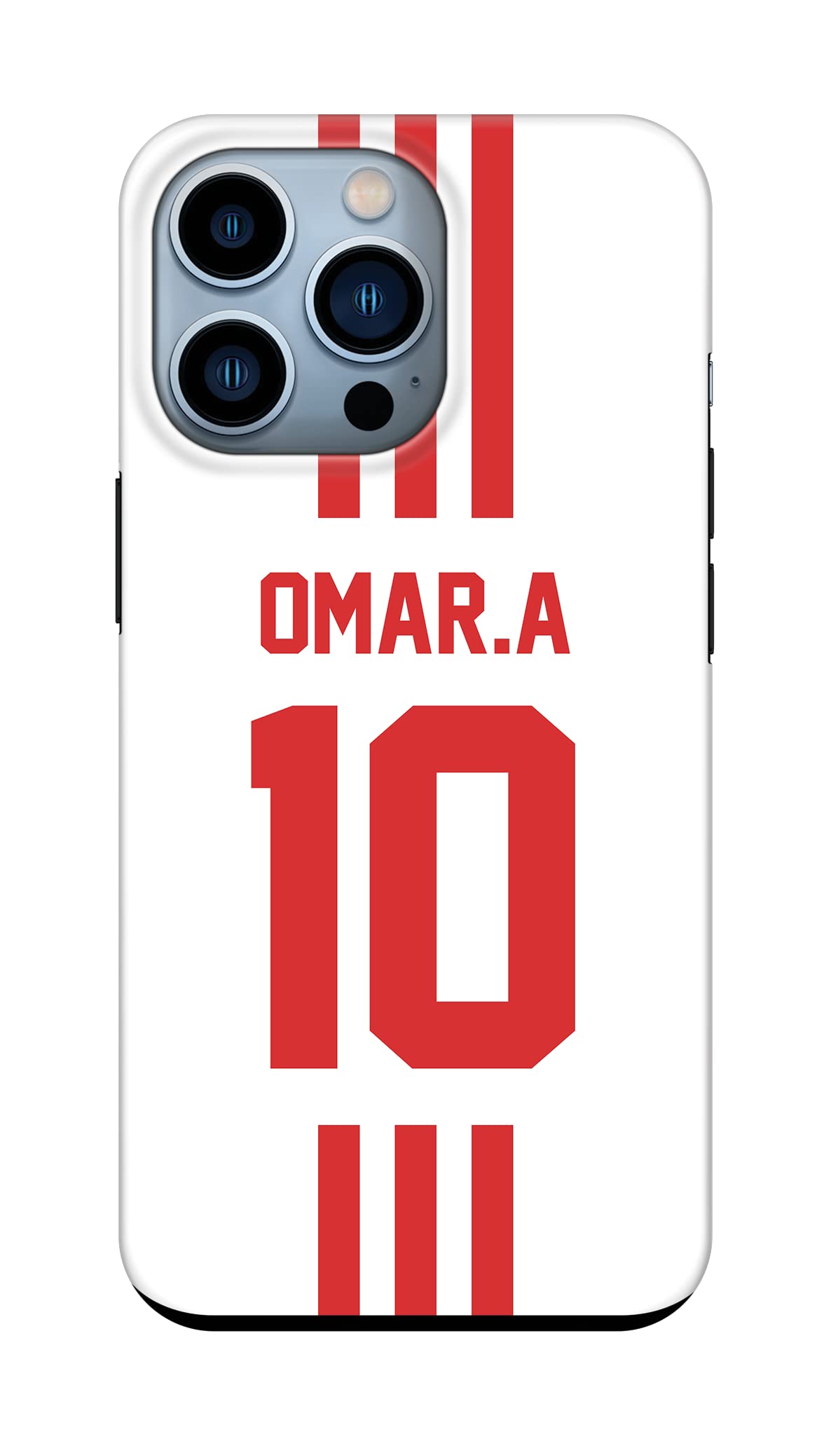 StylizeddTough Pro Series Case for Apple iPhone 13 Pro, Dual Layer hybrid PC + TPU Customized Mobile Cover Shield with inner TPU protection Matte Finish - Football Team - UAE, Player Name - Omar.A