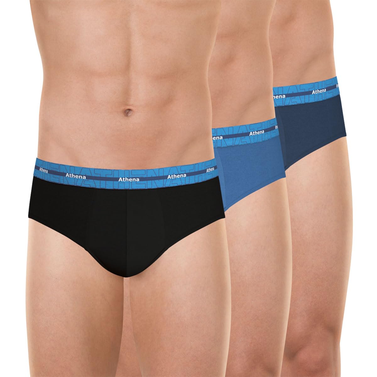 Athena - Lot de 3 Slips Homme Full Stretch - Slips Coton - Hyper Extensibles, Respirants - Coupe Ergonomique, Confort et Maintien - Label OEKO-TEX® standard 100