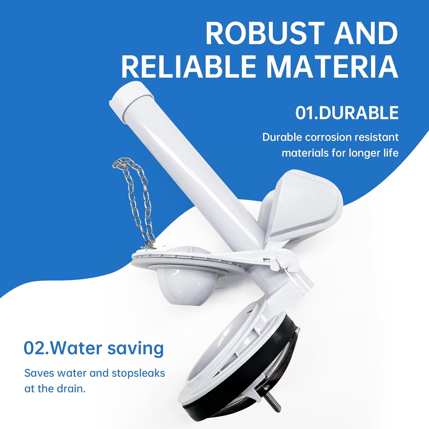 3-Inch One Piece Toilet Flush Valve Repair Kit, Universal Replacement with Flapper & Chain, Leak-Proof Silicone Seal, Easy Install, Compatible with TOTO/American Standard (Not for Two-Piece Toilets)