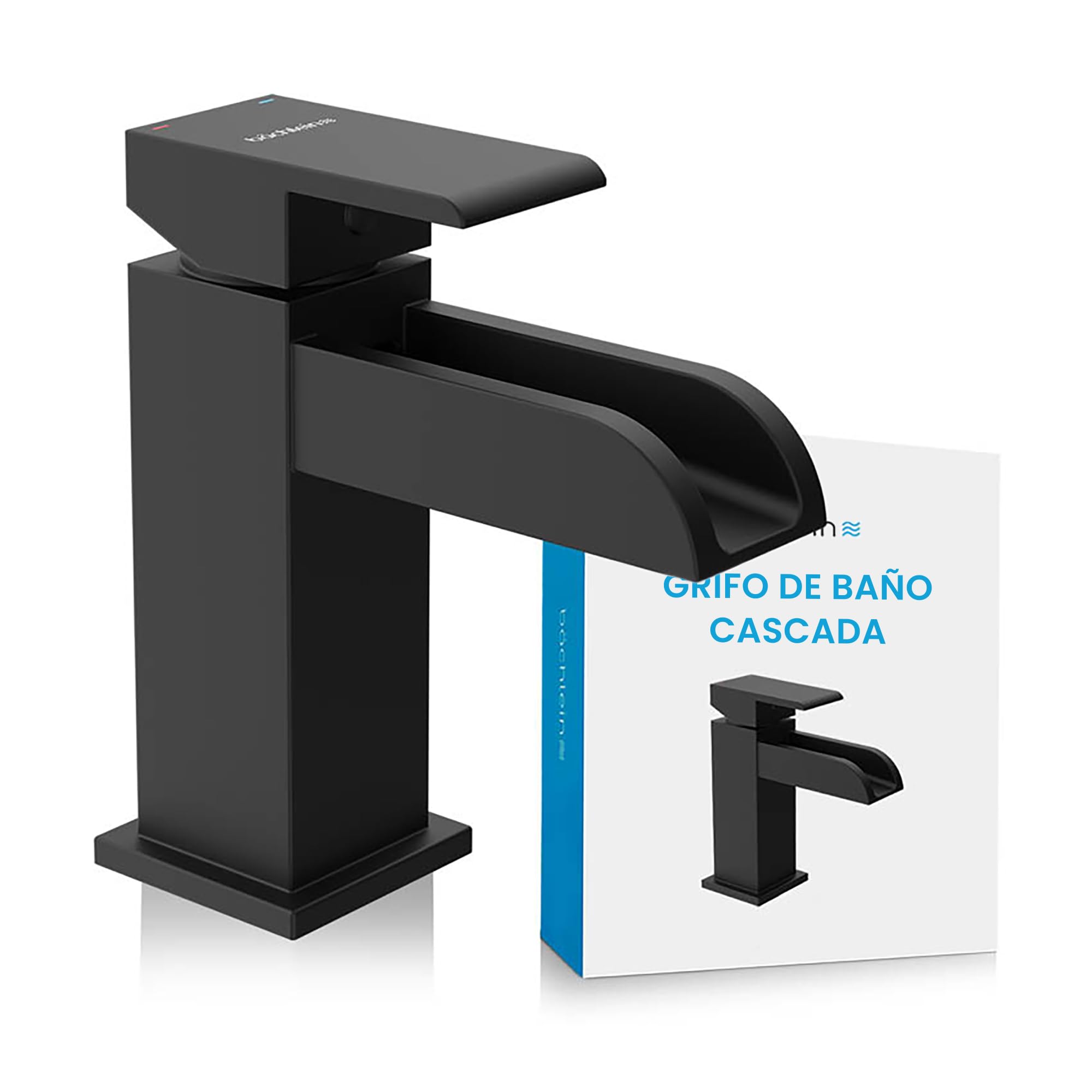 Bächlein Matt Black Water Tap For The Bathroom In Stream Design, Single-Lever Mixer With Durable Ceramic Cartridge And Installation Set, Bathroom Faucet