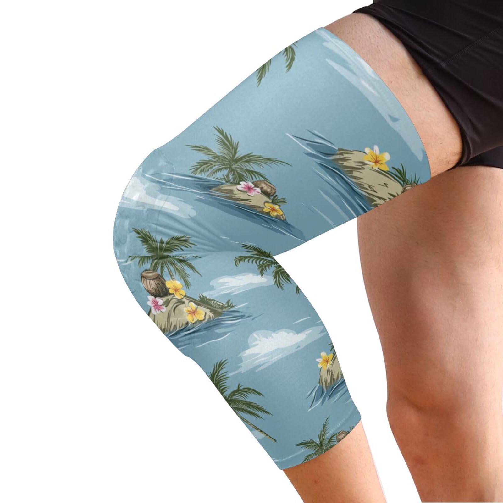 JUNZAN Tropical Tree Teal Blue Basketball Knee Pads for Youth Kids Wrestling Knee Pads with Sleeves Sport Kneepads for Volleyball Football