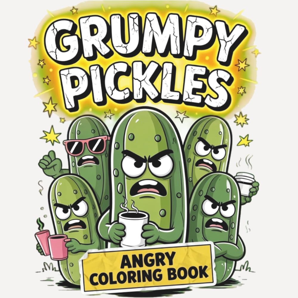 Grumpy Pickles – Das wütende Gurken Malbuch: 40 verrückte und mürrische Gurken zum Ausmalen – Lustiges Malbuch für Erwachsene, Jugendliche und alle Pickle Fans (Dill-ightful Pickle Books)