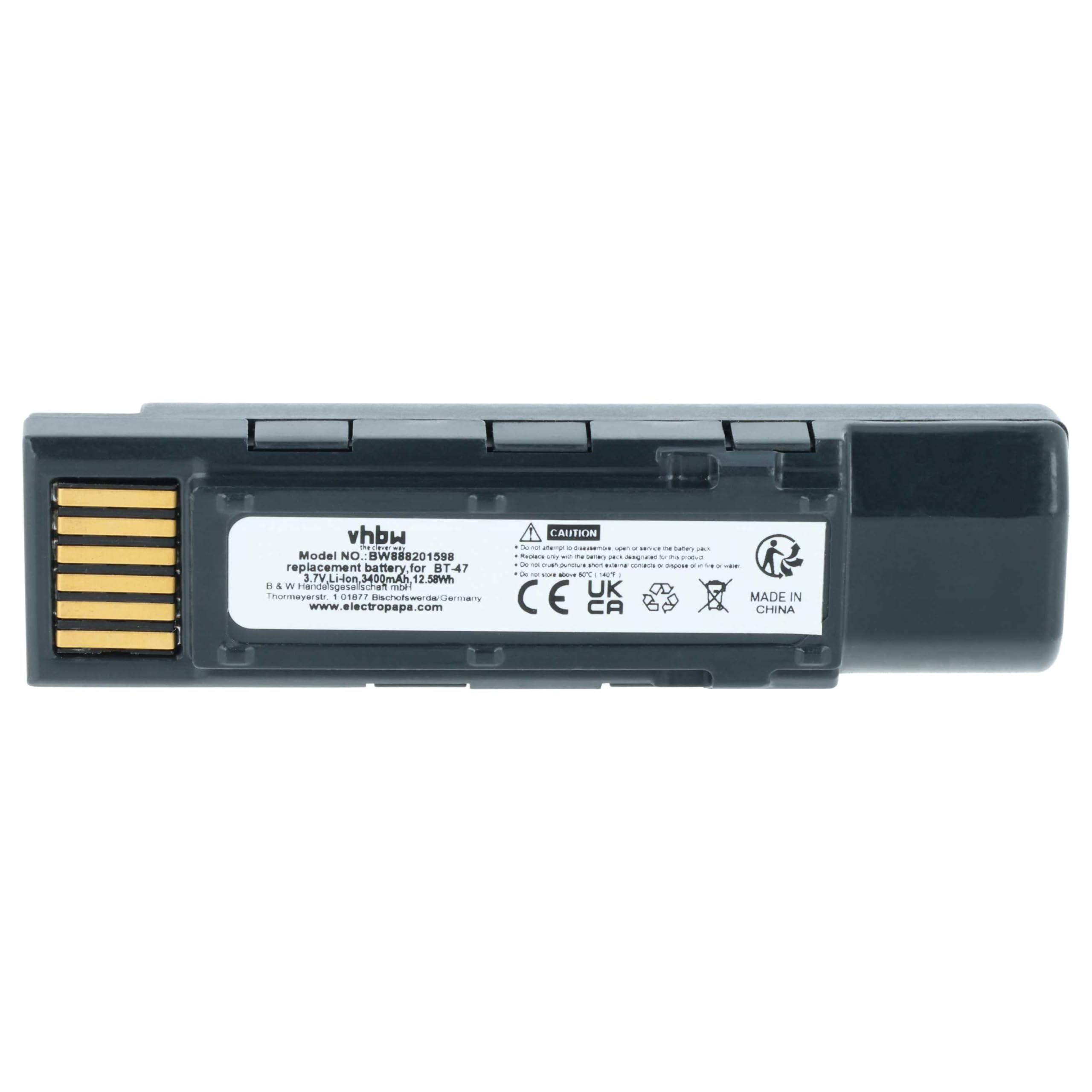 vhbw Batterie Remplacement pour Datalogic BT-47 RBP-GM45 Scanner Code-Barre POS 3400mAh 3,7V Li-ION