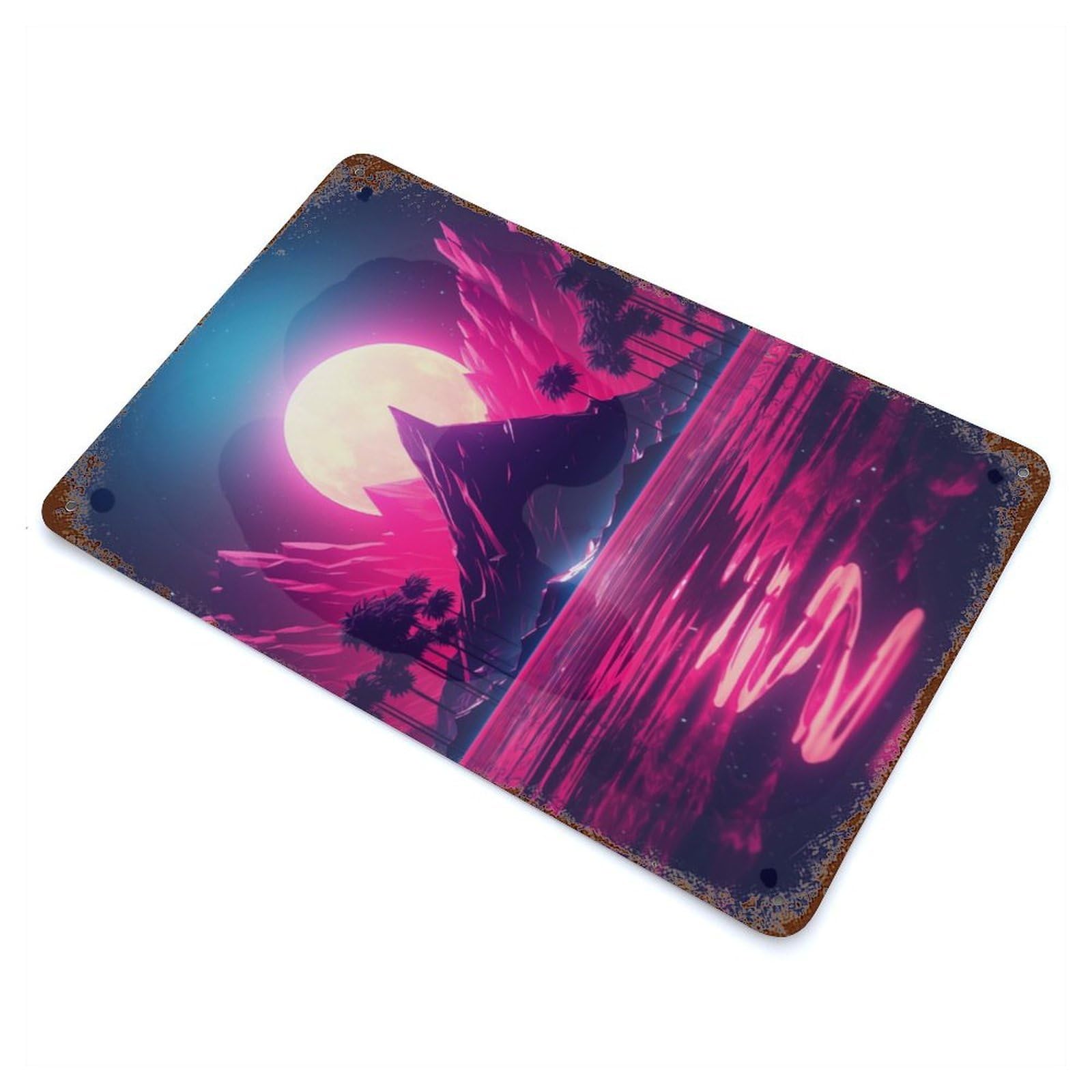 Vivid Neon Vortex Vintage Rust Metal Sign 11.8"x7.9", Classic Wall Plaque for Basement, Hobby Room And Garage Decor