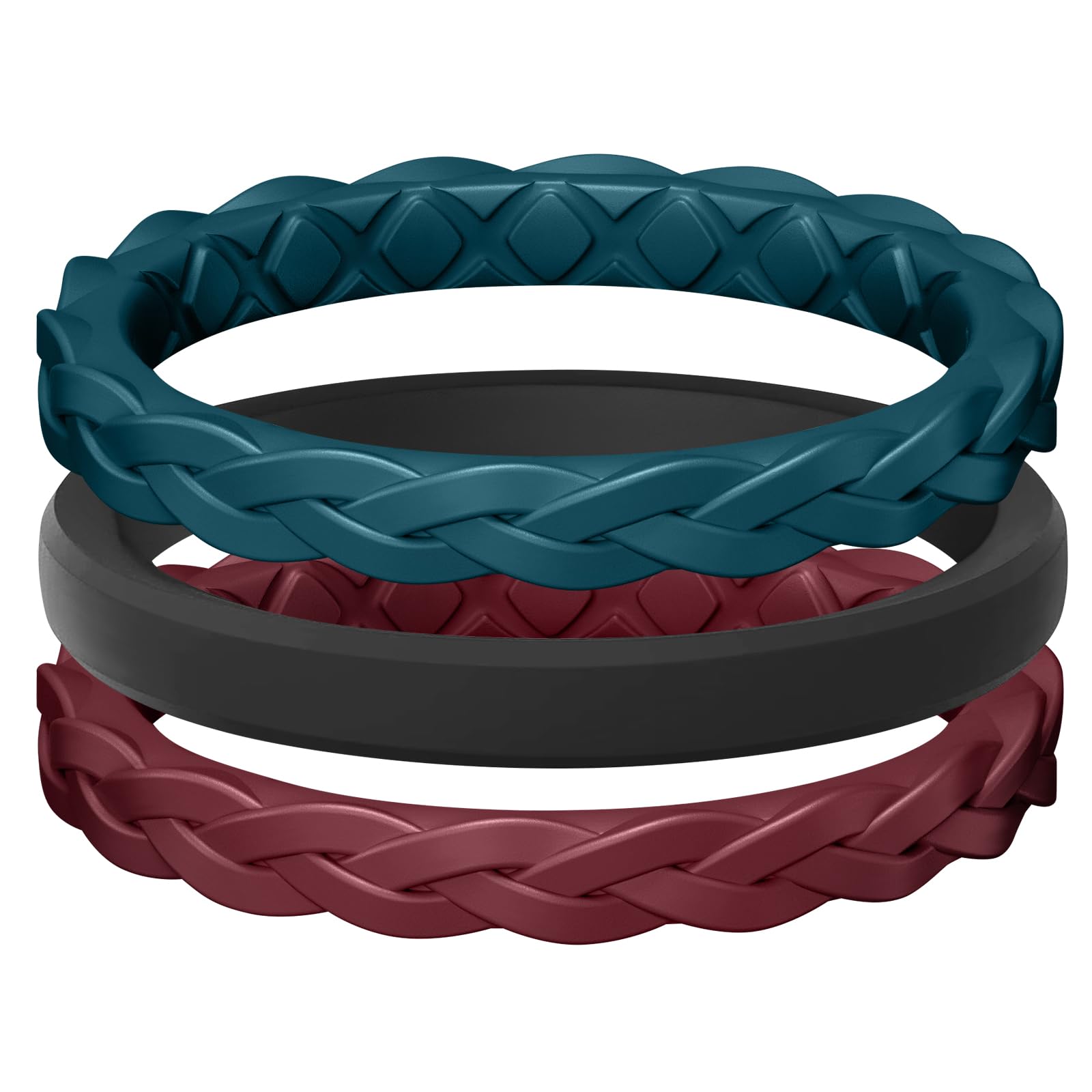 Egnaro Women's Wedding Bands, Silicone Thin and Stackable Rubber Engagement Ring, Variety Multipack With Breathable Grooves Workout Accessories