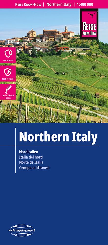 Northern Italy Map 1:400,000 scale (Waterproof and Tear Resistant)