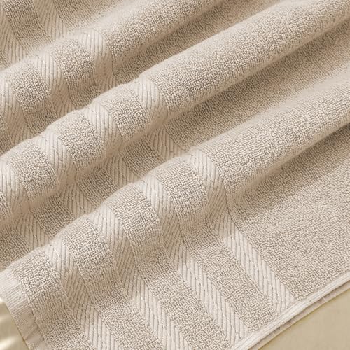 Hearth & Harbor Bath Towels for Bathroom - 100% Ring Spun Cotton Luxury Bathroom Towels - Soft & Highly Absorbent Bath Towels Set, 6 Piece Set, Beige by Hearth & Harbor - Image 3