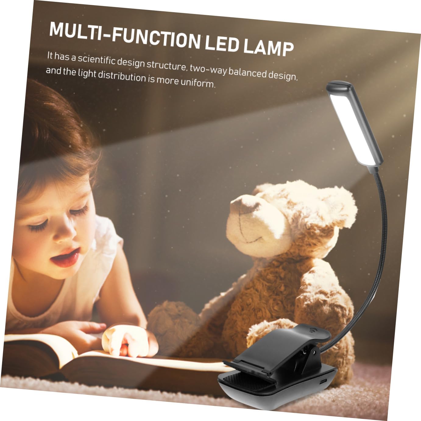 Sosoport Lampe de Pupitre LED Rechargeable Noire 2 Ensembles pour Lecture