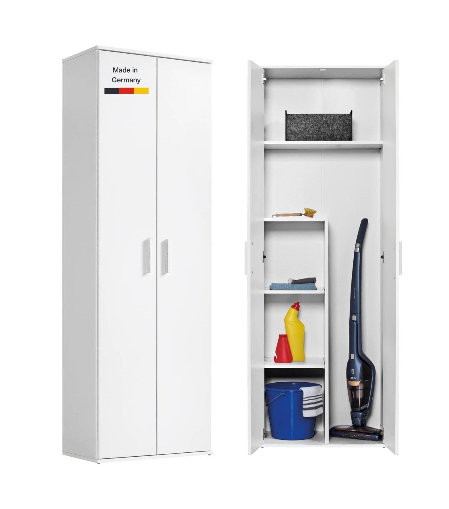 Mehrzweckschrank Besenschrank weiß Der Lange Made in Germany Schrank 60 cm