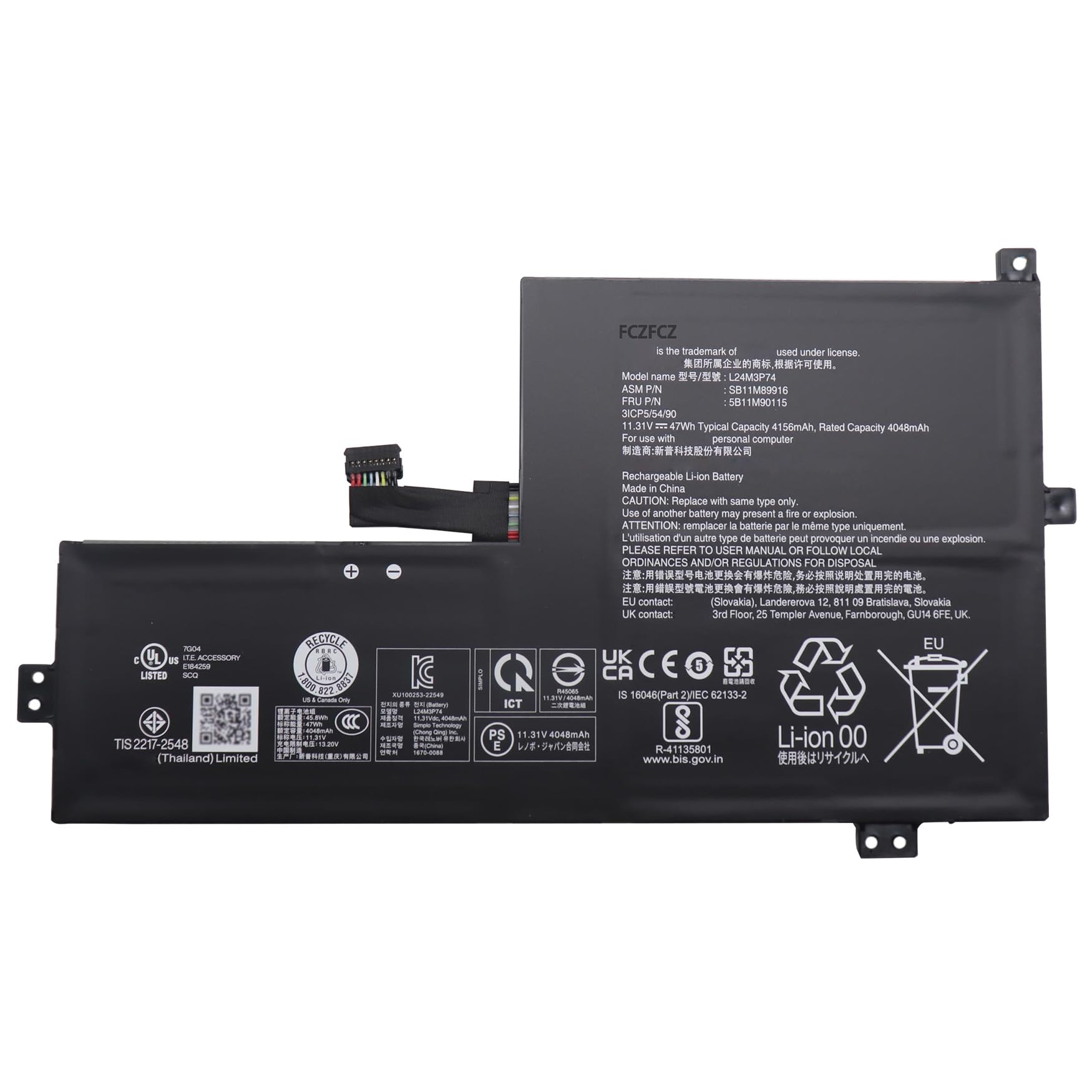 Amazon.com: FCZFCZ L24M3P74 Battery 47Wh 4156mAh Replacement for