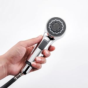 Chrome Single Hole Bathroom Faucet with Pull-Out Sprayer, Bathroom Sink Faucet Vanity Laundry Outdoor Utility Faucets with Deck Plate, Polished Finish