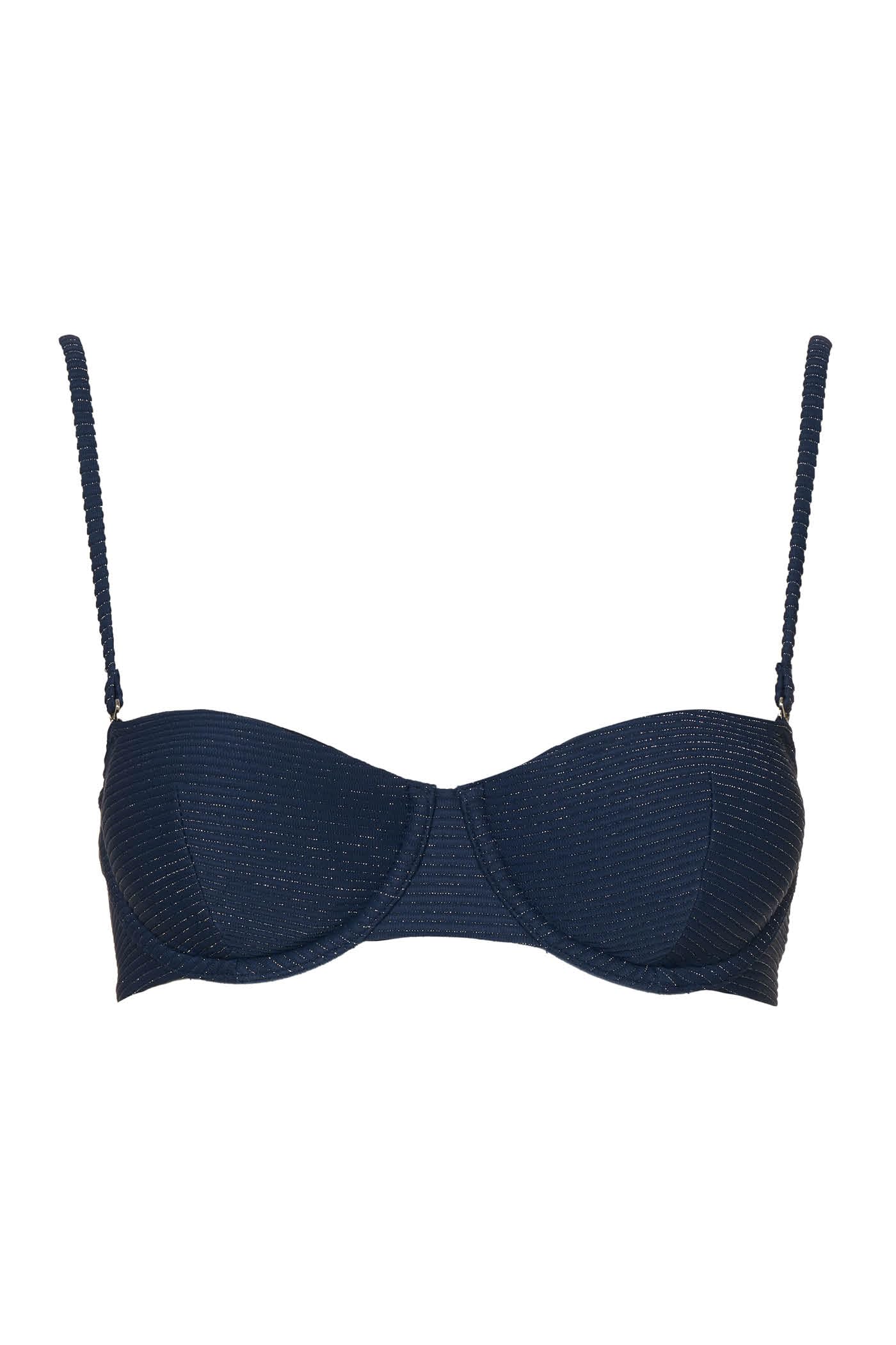 Goldenpoint Donna Costume da Bagno Costina Lamè - Parte Alta del Bikini - Balconcino con Ferretto e Imbottitura Removibile a Costina in Tinta Unita con Lurex